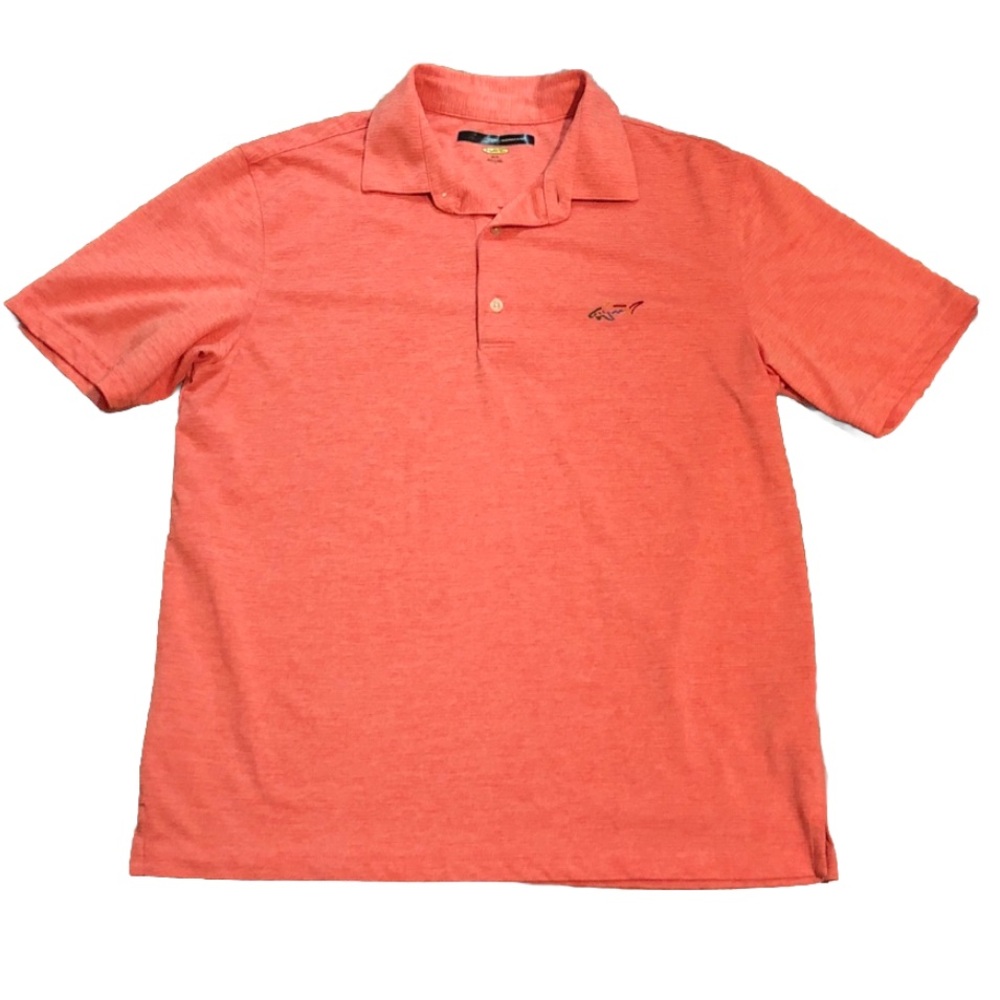 Greg Norman Play Dry Performance Golf Polo – Salmon Coral Orange Shark Logo